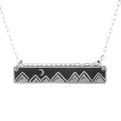 The Bearded Jeweler Jewelry Moonlit Mountains Horizontal Bar Necklace